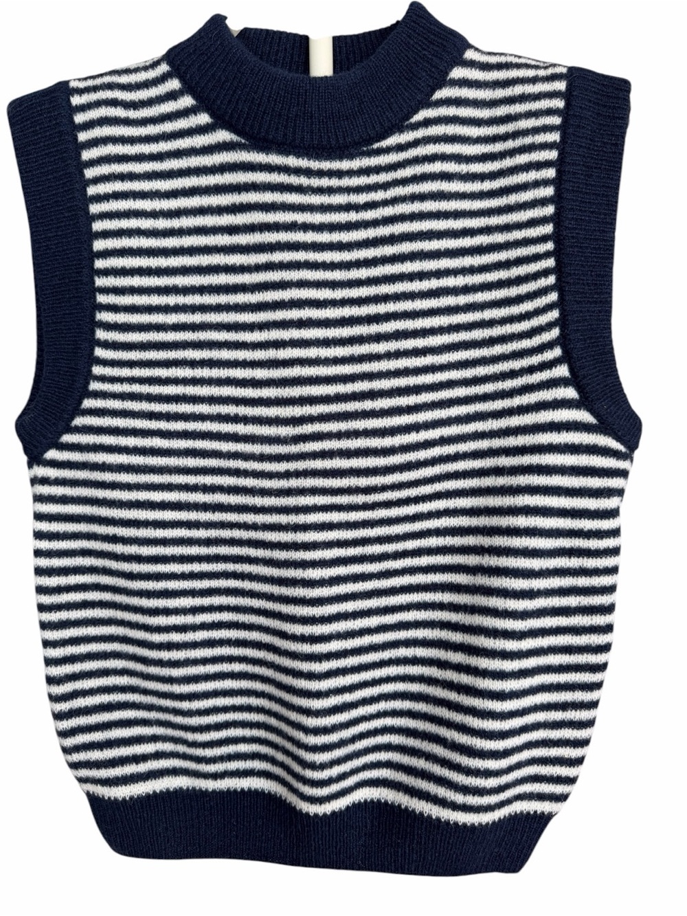 A1-22 Balzac Paris Sweater Vest Size M PULL BLASON RAYURES BLEU ET BLANC